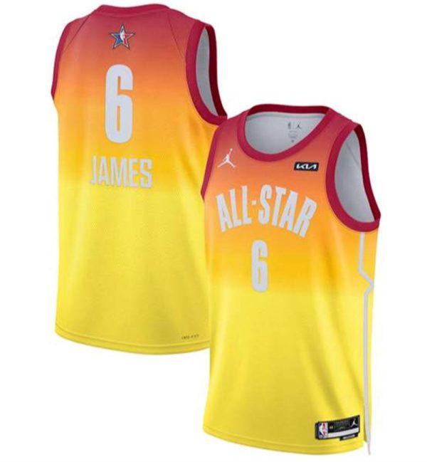 All Star 6 LeBron James Orange Game Swingman Stitched Basketball Jersey