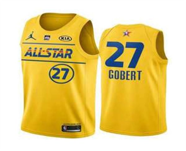 All Star Utah Jazz 27 Rudy Gobert Yellow Stitched NBA Jersey