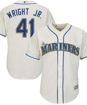 Authentic Seattle Mariners 41 Mike Wright Jr Majestic Cool Base Alternate Cream Jersey
