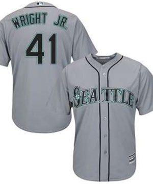 Authentic Seattle Mariners 41 Mike Wright Jr Majestic Cool Base Road Gray Jersey
