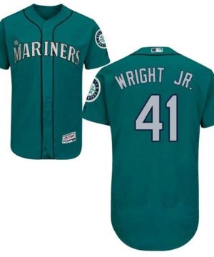 Authentic Seattle Mariners 41 Mike Wright Jr Majestic Flex Base Alternate Collection Green Jersey