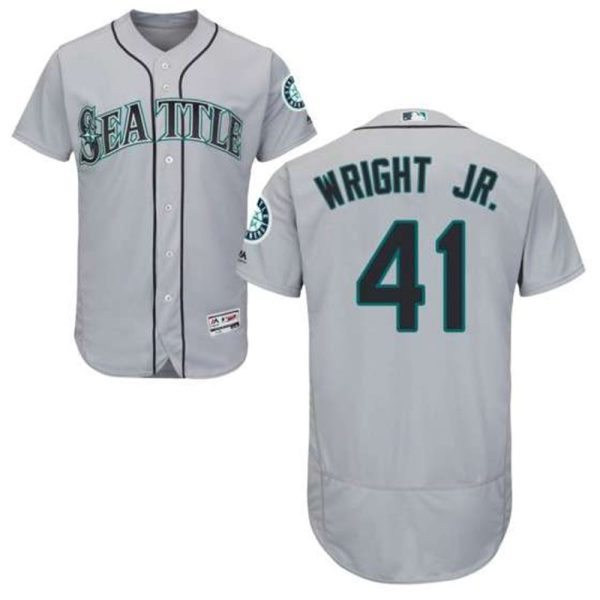 Authentic Seattle Mariners 41 Mike Wright Jr Majestic Flex Base Road Collection Gray Jersey