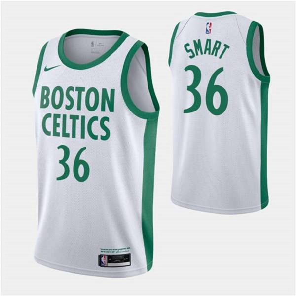 Boston Celtics 36 Marcus Smart White 2020 21 City Edition Swingman Stitched NBA Jersey 1