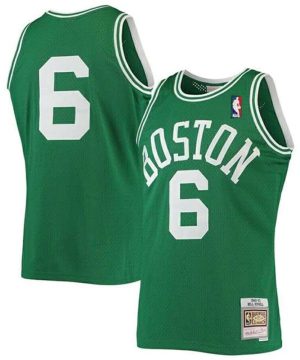 Boston Celtics 6 Bill Russell 1962 63 Mitchell Ness Green Swingman Stitched Jersey