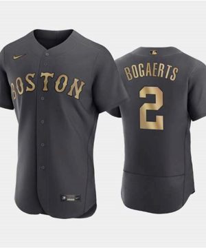 Boston Red Sox 2 Xander Bogaerts Charcoal 2022 All Star Flex Base Stitched Jersey