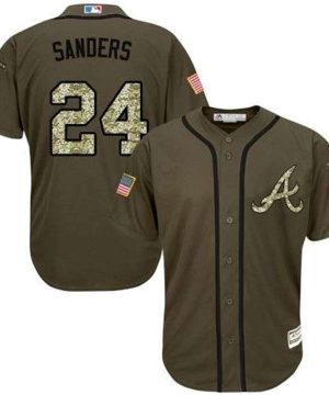 Braves 24 Deion Sanders Green Salute To Service Stitched MLB Jersey