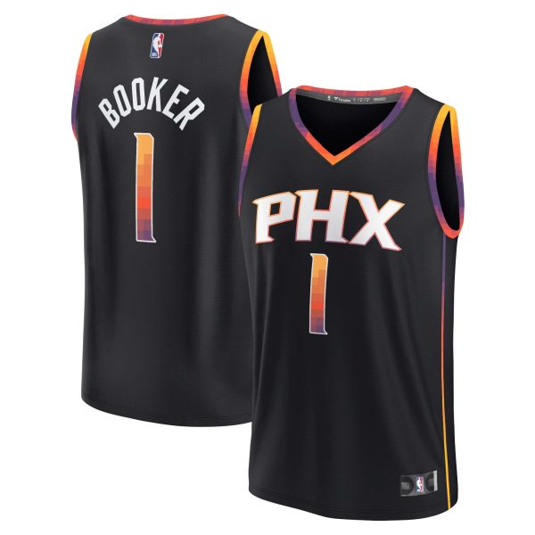 Devin Booker Phoenix Suns Fanatics Branded 2022 23 Fast Break Player Black Statement Edition Jersey