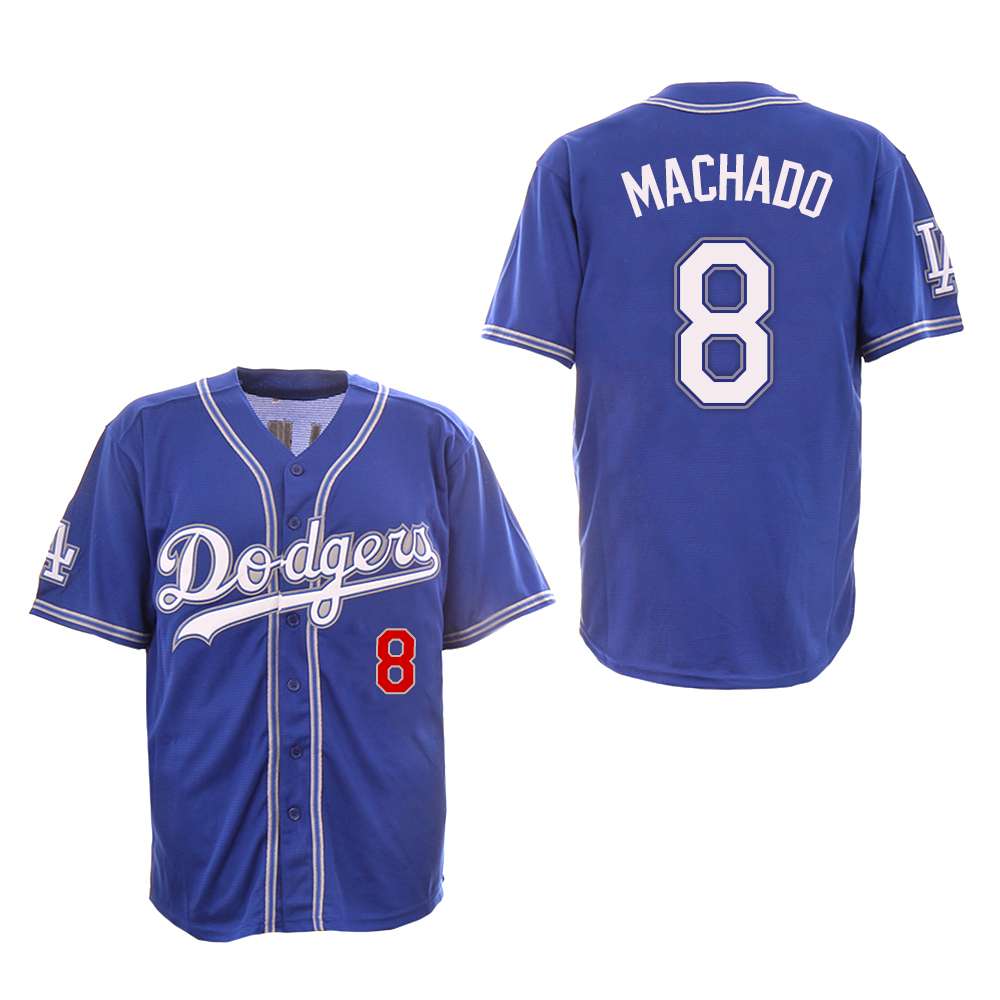 Dodgers 8 Manny Machado Royal New Design Jersey
