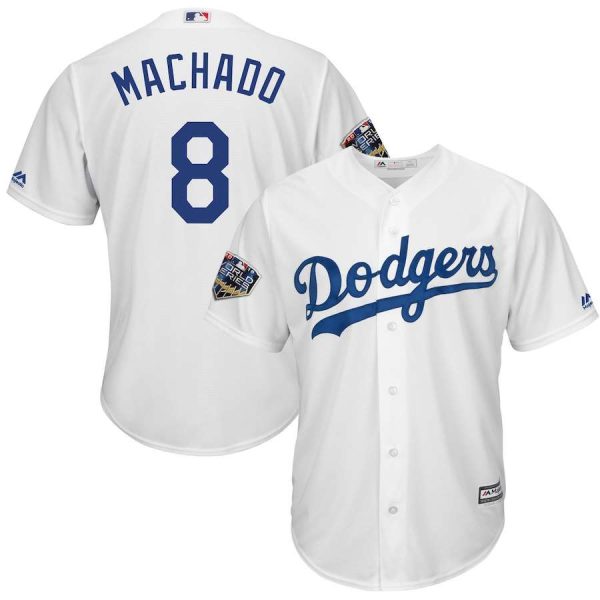 Dodgers 8 Manny Machado White 2018 World Series Cool Base Player Jersey