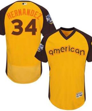 Felix Hernandez Gold 2016 All Star Jersey Mens American League Seattle Mariners 34 Flex Base Majestic MLB Collection Jersey