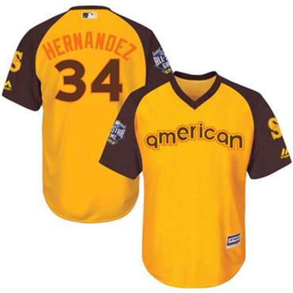 Felix Hernandez Gold 2016 MLB All Star Jersey Mens American League Seattle Mariners 34 Cool Base Game Collection
