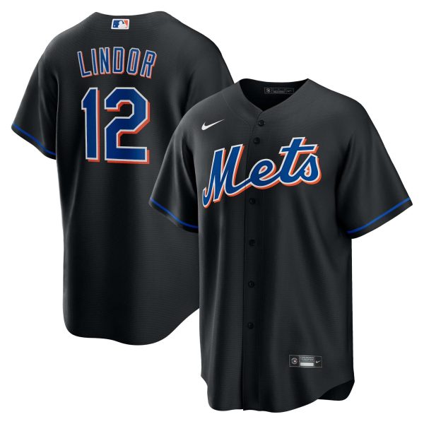 Francisco Lindor New York Mets Nike 2022 Alternate Replica Player Black Jersey