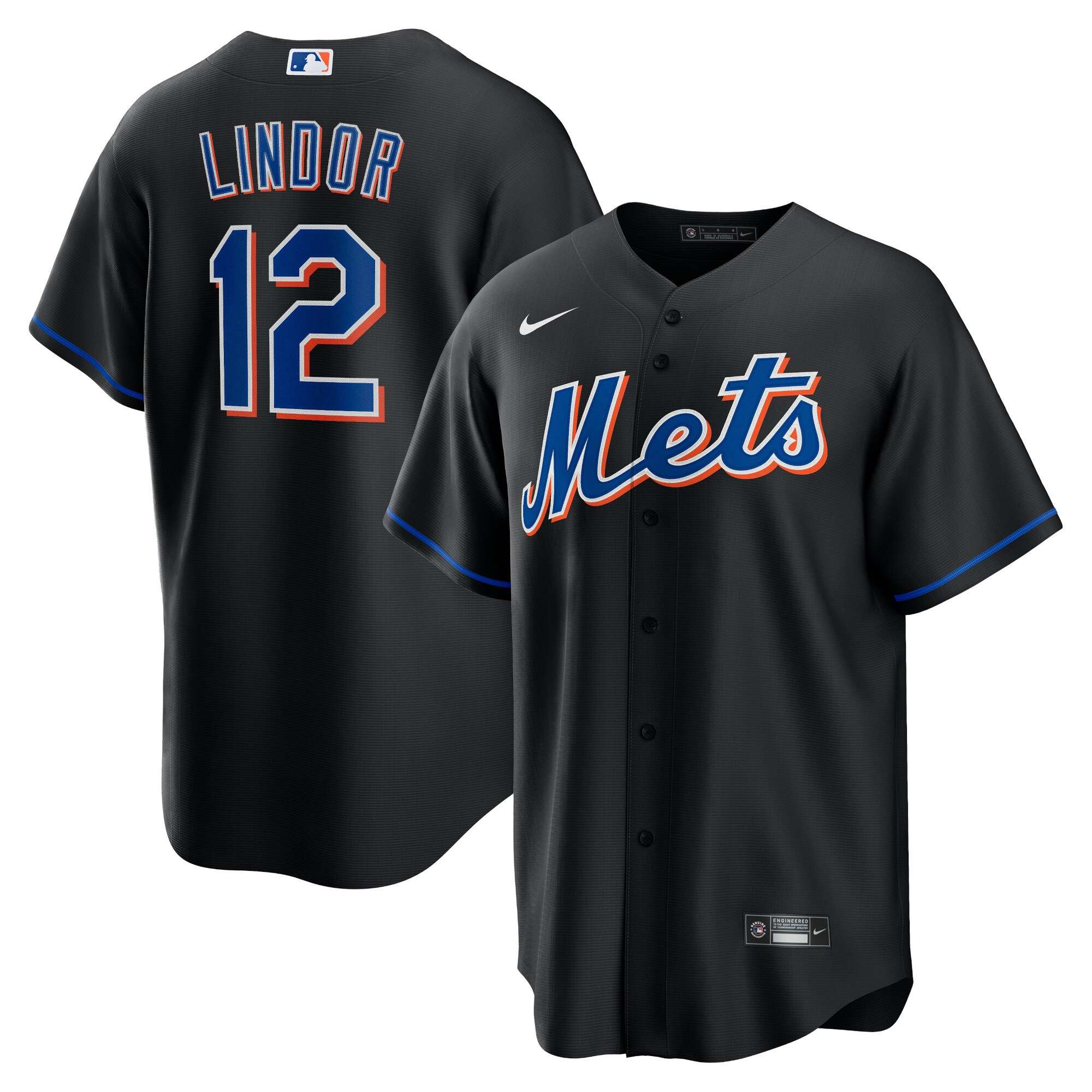Francisco Lindor New York Mets 2022 Alternate Replica Player Black Jersey