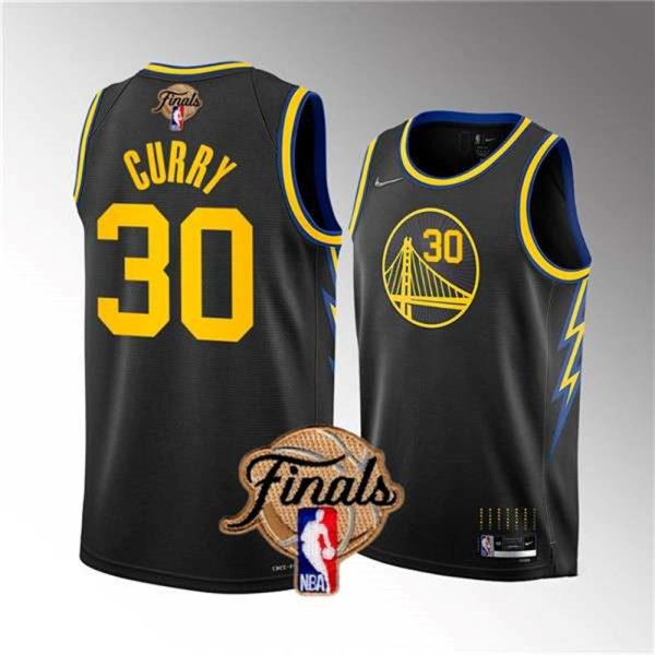 Golden State Warriors 30 Stephen Curry 2022 Black NBA Finals Stitched Jersey 1