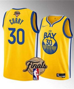 Golden State Warriors 30 Stephen Curry 2022 Yellow NBA Finals Stitched Jersey