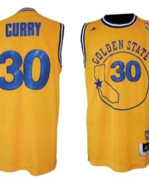 Golden State Warriors 30 Stephen Curry ABA Hardwood Classic Swingman Yellow Jersey