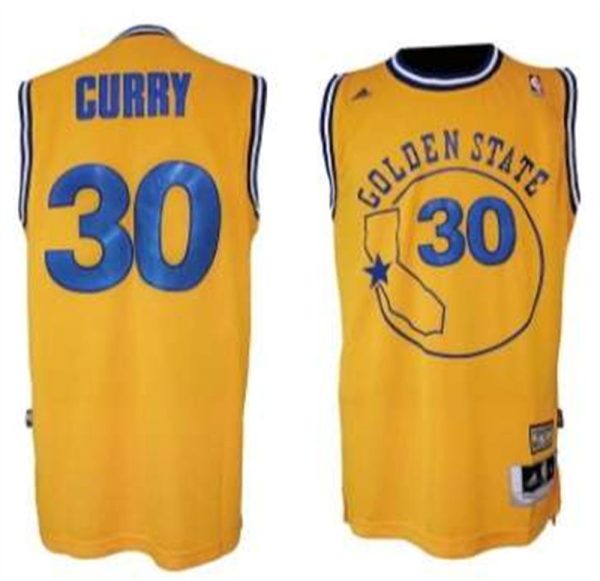 Golden State Warriors 30 Stephen Curry ABA Hardwood Classic Swingman Yellow Jersey