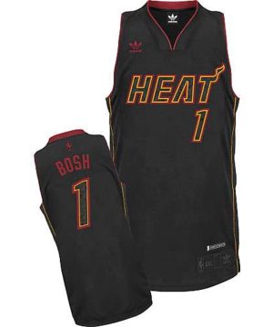 Heat 1 Chris Bosh Carbon Fiber Fashion Black Stitched NBA Jersey