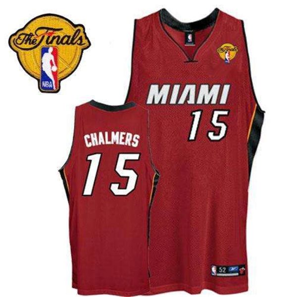 Heat 15 Mario Chalmers Red Finals Patch Stitched NBA Jersey