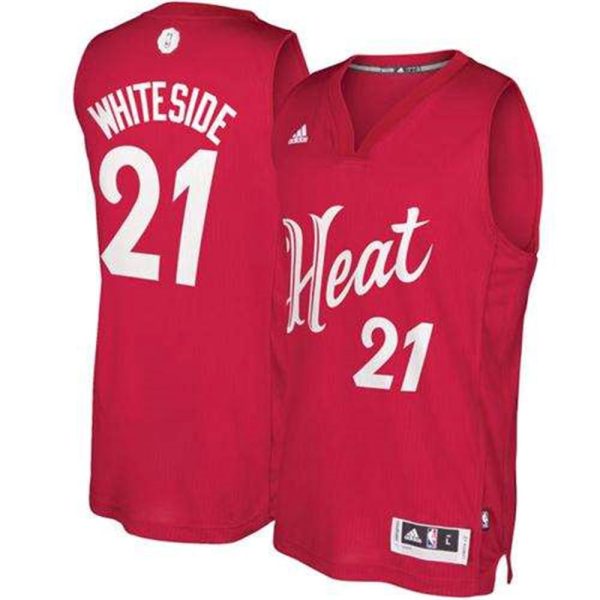 Heat 21 Hassan Whiteside Red 2016 2017 Christmas Day Stitched NBA Jersey