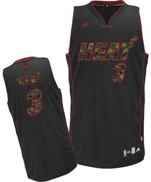 Heat 3 Dwyane Wade Black Camo Fashion Stitched NBA Jersey