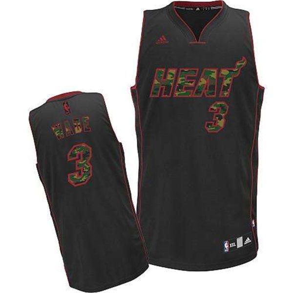 Heat 3 Dwyane Wade Black Camo Fashion Stitched NBA Jersey