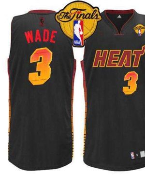 Heat 3 Dwyane Wade Black Finals Patch Stitched NBA Vibe Jersey