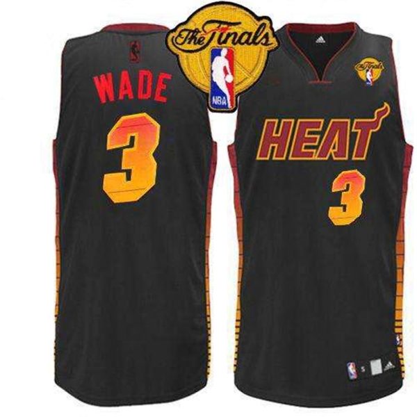 Heat 3 Dwyane Wade Black Finals Patch Stitched NBA Vibe Jersey
