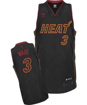Heat 3 Dwyane Wade Carbon Fiber Fashion Black Stitched NBA Jersey