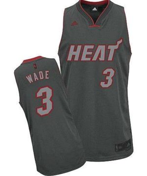 Heat 3 Dwyane Wade Grey Graystone Fashion Stitched NBA Jersey