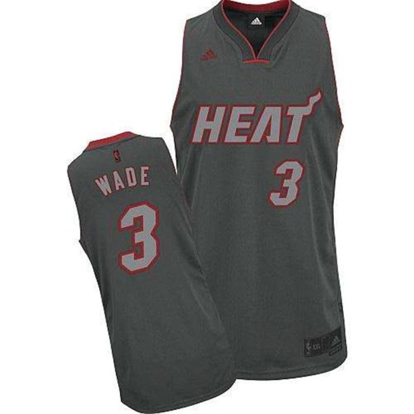 Heat 3 Dwyane Wade Grey Graystone Fashion Stitched NBA Jersey