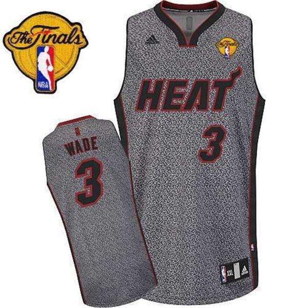 Heat 3 Dwyane Wade Grey Static Fashion Finals Patch Stitched NBA Jersey
