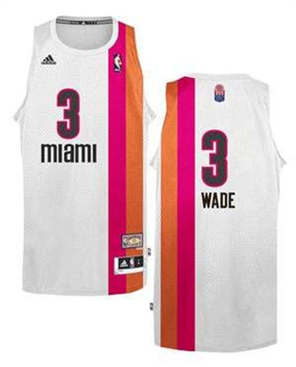 Heat 3 Dwyane Wade White ABA Hardwood Classic Stitched NBA Jersey