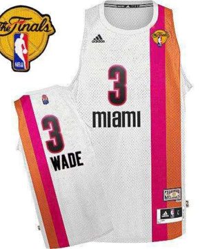 Heat 3 Dwyane Wade White ABA Hardwood Classic With Finals Patch Stitched NBA Jersey