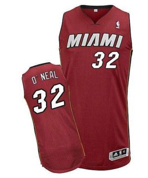 Heat 32 Shaquille O Neal Red Throwback Stitched NBA Jersey