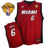 Heat Finals Patch 6 LeBron James Red Stitched NBA Jersey