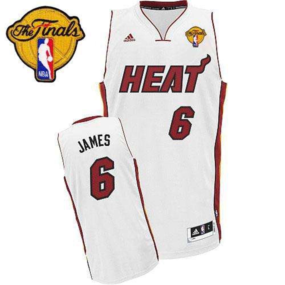 Heat Finals Patch #6 LeBron James Revolution 30 White Stitched NBA