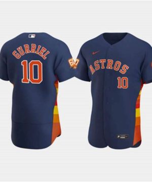 Houston Astros 10 Yuli Gurriel Navy 60th Anniversary Flex Base Stitched Baseball Jersey