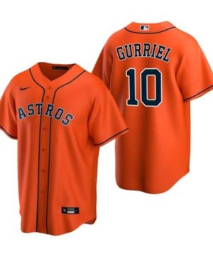 Houston Astros 10 Yuli Gurriel Orange Cool Base Stitched Jersey