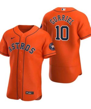 Houston Astros 10 Yuli Gurriel Orange Flex Base Stitched Jersey
