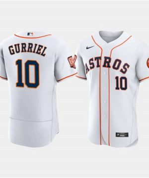 Houston Astros 10 Yuli Gurriel White 60th Anniversary Flex Base Stitched Baseball Jersey