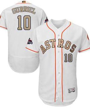 Houston Astros 10 Yuli Gurriel White FlexBase Authentic 2018 Gold Program Cool Base Stitched MLB Jersey