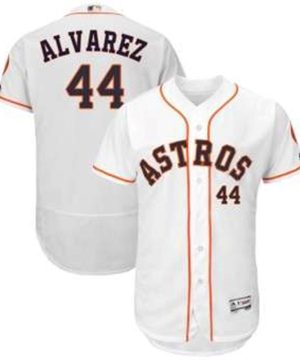 Houston Astros 44 Yordan Alvarez Majestic Flex Base Home Collection White Jersey