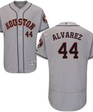 Houston Astros 44 Yordan Alvarez Majestic Flex Base Road Collection Gray Jersey