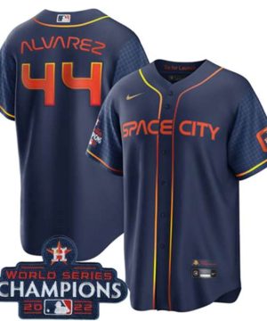 Houston Astros 44 Yordan Alvarez Navy 2022 World Series Champions City Connect Stitched Baseball Jersey