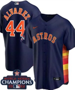 Houston Astros 44 Yordan Alvarez Navy 2022 World Series Champions Stitched Baseball Jersey