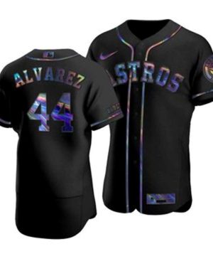 Houston Astros 44 Yordan Alvarez Nike Iridescent Holographic Collection MLB Jersey Black