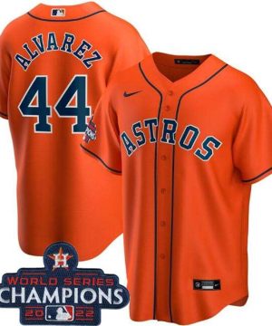 Houston Astros 44 Yordan Alvarez Orange 2022 World Series Champions Stitched Baseball Jersey