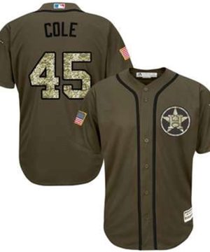Houston Astros 45 Gerrit Cole Green Salute to Service Stitched MLB Jersey