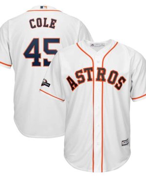 Houston Astros 45 Gerrit Cole Majestic 2019 Postseason Official Cool Base Player White Jersey